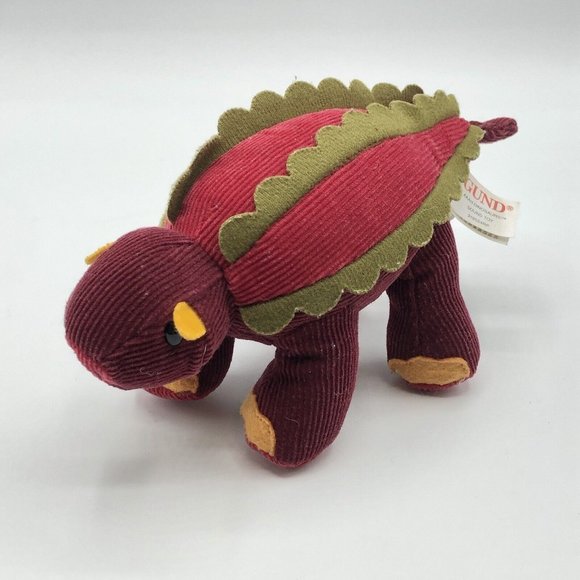 Gund Aaah Dinosaur Adam Mini Plush Ankylosaurus Corduroy Red Dino Sound Toy - Picture 1 of 8